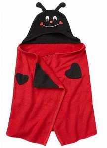 Lovebug Childrens Hooded Bath Towel in Red Ladybug Child Size Cotton Wrap - Picture 1 of 1