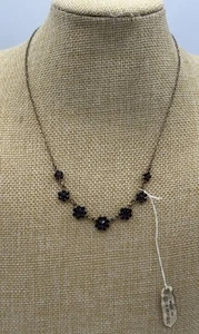 Vtg Czech Crystal Garnet Tone Floral Sterling Silver Vermeil Necklace 16”L - Picture 1 of 2