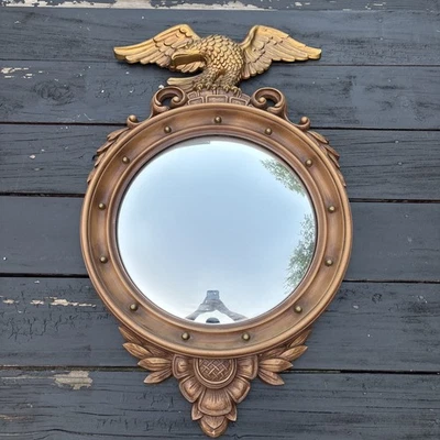 Espejo Águila Convexo Pared Federal De Colección Syroco 4010 Dorado Marrón Plástico Años 60 EE. UU. Foto 1 de 4