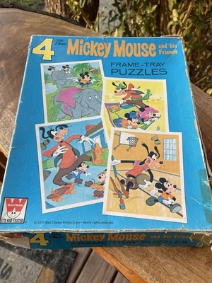 VTG 1972 4 Walt Disney Mickey Mouse & Friends frame tray puzzles USA READ - Image 1 of 4
