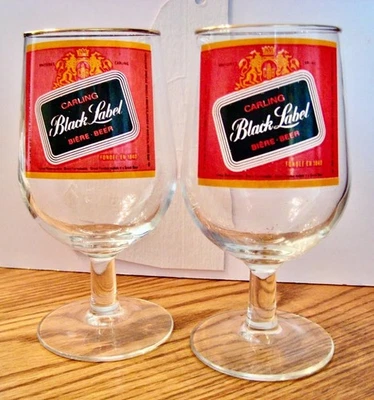 PAR DE VASOS DE CERVEZA VINTAGE CARLING BLACK LABEL Y MOLSON EXPORT ALE Foto 1 de 2