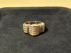14k Yellow White Gold 0.72ctw Natural Diamond Womens Band Ring Size 6.5 US - Picture 1 of 21