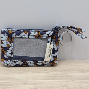 Vera Bradley Reißverschluss Ausweisetui blau Pawpaw Blumenmuster Neu mit Etikett Baumwolle Geldbörse Schlüsselring - Bild 1 von 7