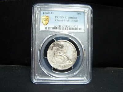 PLEASE READ CIVIL WAR 1 DUG 1860 O Liberty Seated Half Dollar  AU Details PCGS - Image 1 of 4