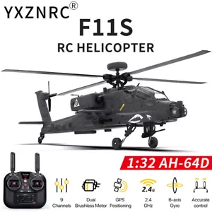 YXZNRC F11S AH-64D Apache RC Hubschrauber 6-Axis 3D 2.4G 9CH GPS Gyro Flybarless - Bild 1 von 24