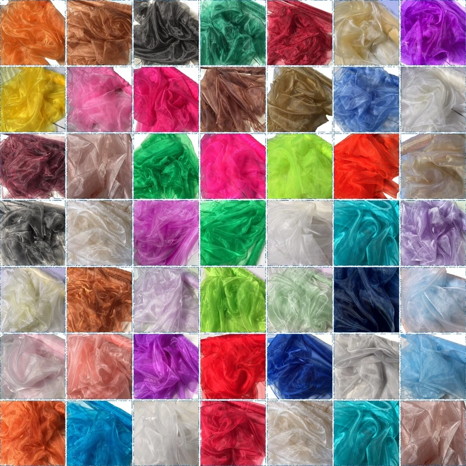 SHEER PLAIN COLOURED ORGANZA FABRIC  -  Voile Per METRE  145cm wide - Image 1 of 1