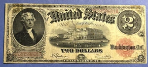 Serie 1917 zwei (2 $) Dollar Banknoten - große Größe sehr schön - Bild 1 von 8