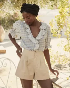 Doen pantaloncino donna giada taglia 12 plissettato vita alta juta look retrò - Foto 1 di 10