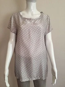 DOU UOD MAGLIA DONNA BLOUSE SHIRT WOMAN SIZE 46 100% SILK CASUAL POLKA DOTS BLU - Foto 1 di 12