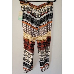 Bebop Boho Print Harem Pants Elastic Waist Lightweight Comfy Casual Size L - Picture 1 of 4