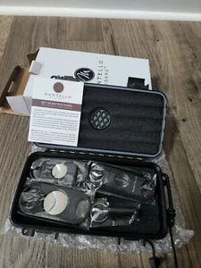 Excellent Mantello Reserve Travel Humidor Case w/ Padding + Cigar Cutting Tool B - Picture 1 of 2