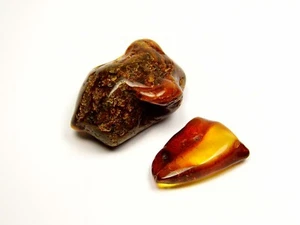 Lot of 2 Baltic Amber Stones 42gr. Brown Cognac Natural Genuine Polished 6740 - Picture 1 of 7