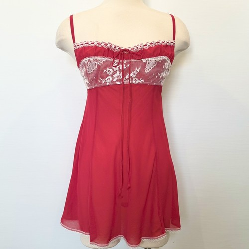 UNDERCOVER Y2K Victoria’s Secret abito slip babydoll rosso in chiffon di seta damigella rosso M