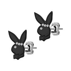 Orecchini coniglietto Playboy con licenza PIERCE2GO con archetto tripla gemma - Foto 1 di 8