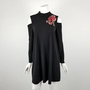 AGB Etuikleid Damen Größe M Cold Shoulder Rose bestickt Langarm - Bild 1 von 9