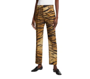 NEW ETRO Bristol Tiger Print Trousers Pants Womens 42 8 Brown Black Straight Leg - Picture 1 of 13