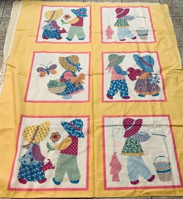 Vtg SUNBONNET SUE & SAM Marcus Brothers CHEATER QUILT 2 YDS + - Image 1 of 2