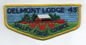 OA Delmont Lodge 43 Flap S-15a, Vert. Bkgd, solapa, parte posterior de tela, ¡como nuevo! - Imagen 1 de 1