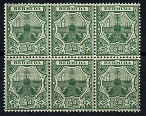 1906 SG36 Bermuda Dry Dock ½d Green MCA Block of 6 Unmounted Mint (1302) - Picture 1 of 1