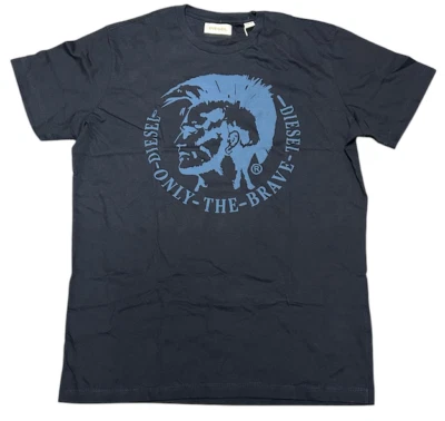 Винтажная дизайнерская футболка Y2K $58 DIESEL темно-синий ACHEL короткий рукав приталенная - Изображение 1 из 2