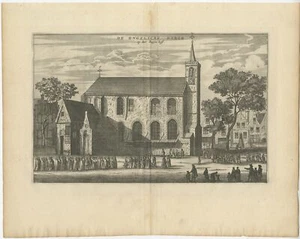 Antique Print of the 'Engelse Kerk' by Dapper (c.1663) - Picture 1 of 1