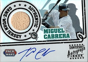 2005 Miguel Cabrera Topps Pack Wars AUTO GAME BAT RELIC 180/200 Marlins NRMT
