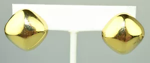 VINTAGE 14K GELBGOLD 3/4" GESCHWOLLENE ABGERUNDETE QUADRATISCHE DURCHBOHRTE POST OMEGA CLIP OHRRINGE - Bild 1 von 6