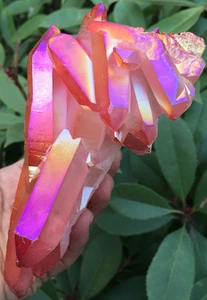 707g Red Flame Aura Quartz Titanium Plated Crystal Healing Cluster ip0355 - Bild 1 von 10