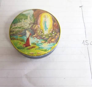 70'S - LOURDES SCATOLINA VUOTA IN METALLO - PORTA CARAMELLE - SOUVENIR - Picture 1 of 2