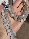 Natural Blue Chalcedony Polished Briolettes, Graduated 13-15mm, 8" String