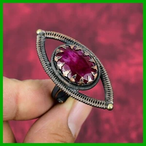 Ostern Sale Kupfer Kaschmir Rubi Stein Versprechen Draht umwickelt Ehering Schmuck - Bild 1 von 6