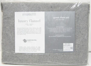 Dormisette Sheet Set Wulfing Germany Cotton Flannel Solid Grey Heather Queen