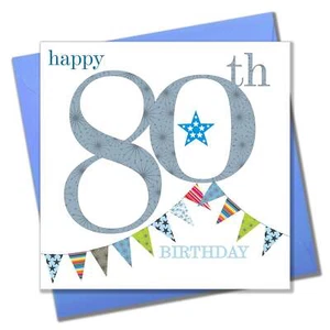 Birthday Card, Blue Age 80, Happy 80th Birthday - Picture 1 of 2