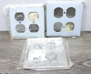 3 Pack Hubbell SS82 outlet cover stainless steel two gang two duplex cover plate - Picture 1 of 5
