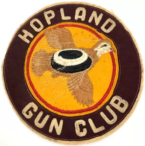 Vintage 7” Large Hopland Gun Club Patch Felt MCM 50s Embroidered Clay Pigeon - Picture 1 of 10