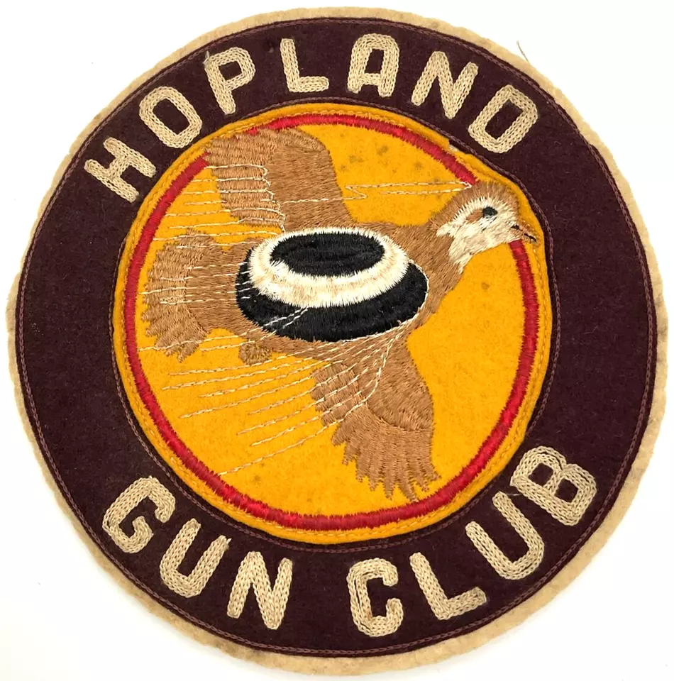 Vintage 7” Large Hopland Gun Club Patch Felt MCM 50s Embroidered Clay Pigeon - Image 1 of 4