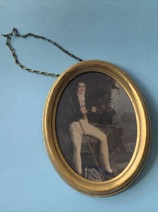 Regency Late 18th Century Style Portrait Of Gent Wall Picture Gold Frame Oval (h - Picture 1 of 6