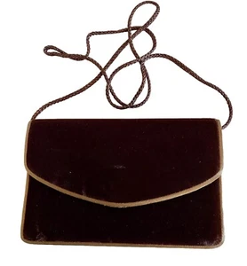 Valerie Stevens Vintage Brown Velvet Evening Bag Clutch With Shoulder Rope - Picture 1 of 8
