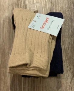 Cat & Jack Kids 3pk Dress Socks Tan/Navy/Black Size S - Picture 1 of 4