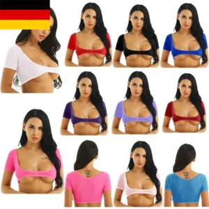 DE Damen Sexy Crop Top Kurz Sommer Mesh T-Shirt Frauen Dessous Blusen Shirts - Bild 1 von 112