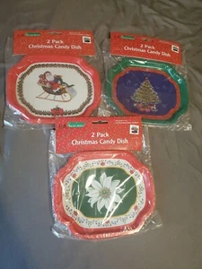Lot Of 6 Eckard C. R. Seasons Christmas Candy Dishes Metal New - Picture 1 of 4