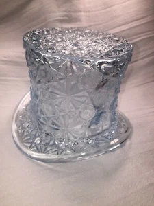 Vintage Fenton Blue Glass Daisy Button Top Hat Toothpick Holder Vase - Picture 1 of 10