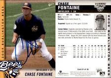 Chase Fontaine Signed 2009 MultiAd Burlington Bees #21 Card Auto