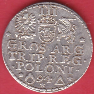 R* POLONIA LITUANIA 3 GROSCHEN 1594 MARIENBURG SIGISMUNDO III aUNC DETALLES #3150 - Imagen 1 de 2