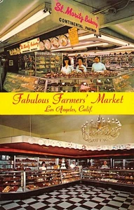 St. Moritz Bakery Interior Scene Farmer's Market Los Angeles,CA Vtg  Postcard  - Picture 1 of 2