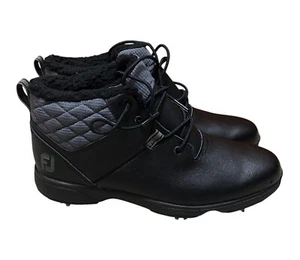 FootJoy Damengröße 9 schwarz & grau gesteppte Leder-Golfstiefel mit Softspikes - Bild 1 von 5