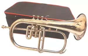 New Flugelhorn Bb Nickle Plated Horn Valve Free Case +Mouthpiece Pitch with case - Picture 1 of 7