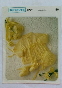 Keynote 130 Babies Matinee Coat, Bonnet and Bootees Knitting Pattern - GC - Picture 1 of 2