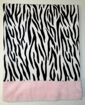 Koala Baby Black White Zebra Stripe Pink Plush Blanket Soft Thick Toys R Us Girl - Image 1 of 4