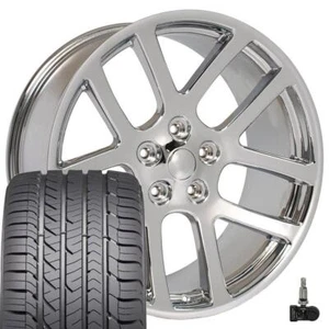 22x10 Chrome 2223 Wheels Goodyear Tires & TPMS Fit Dodge RAM SRT - Picture 1 of 5